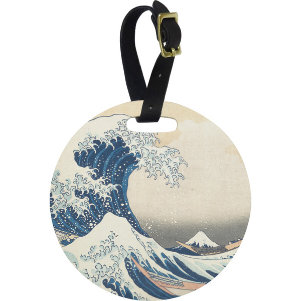 Custom Great Wave off Kanagawa Plastic Luggage Tag - Round