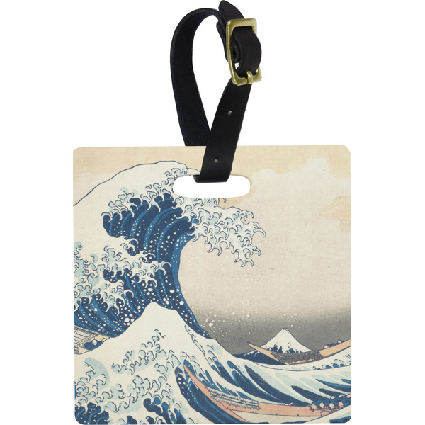 Custom Great Wave off Kanagawa Plastic Luggage Tag - Square