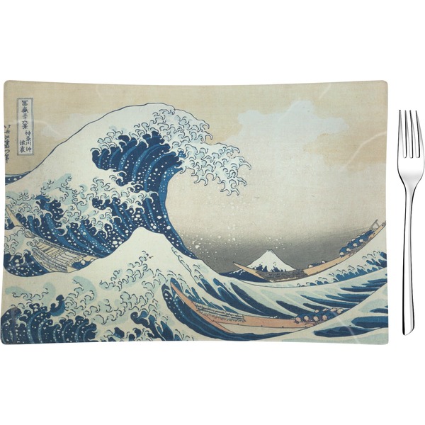 Custom Great Wave off Kanagawa Rectangular Glass Appetizer / Dessert Plate - Single or Set