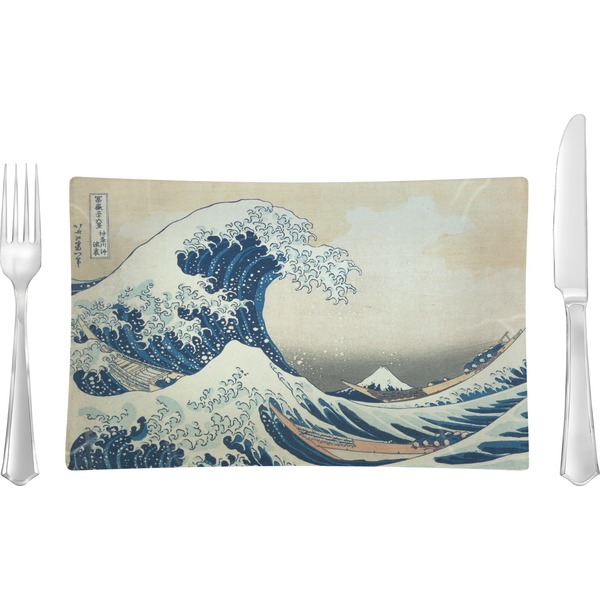 Custom Great Wave off Kanagawa Rectangular Glass Lunch / Dinner Plate - Single or Set