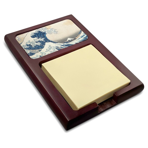 Custom Great Wave off Kanagawa Red Mahogany Sticky Note Holder