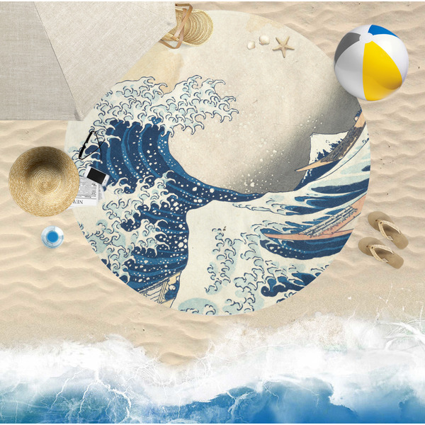 Great Wave off Kanagawa Round Beach Towel Lifestyle
