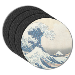 Great Wave off Kanagawa Round Rubber Backed Coasters - Set of 4