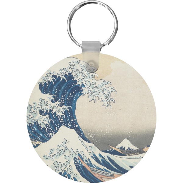 Custom Great Wave off Kanagawa Round Plastic Keychain