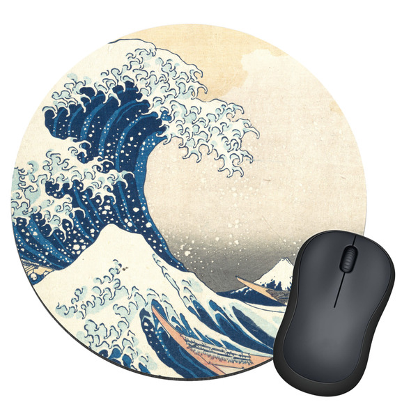 Custom Great Wave off Kanagawa Round Mouse Pad