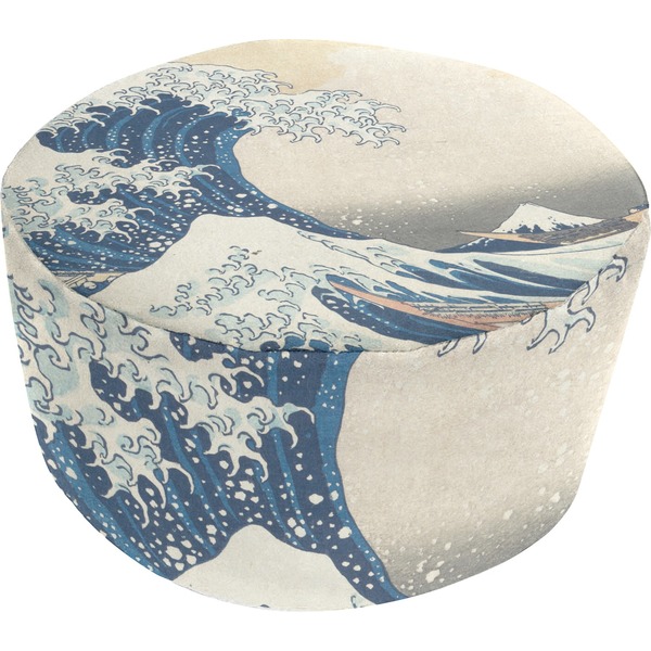 Custom Great Wave off Kanagawa Round Pouf Ottoman