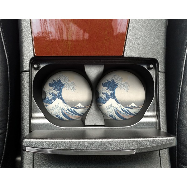 Great Wave off Kanagawa Sandstone Car Coaster - In Cup Holder