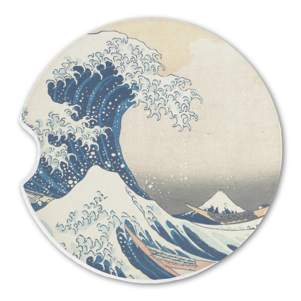 Custom Great Wave off Kanagawa Sandstone Car Coaster - Single