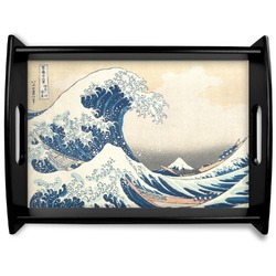Great Wave off Kanagawa Black Wooden Tray - Large