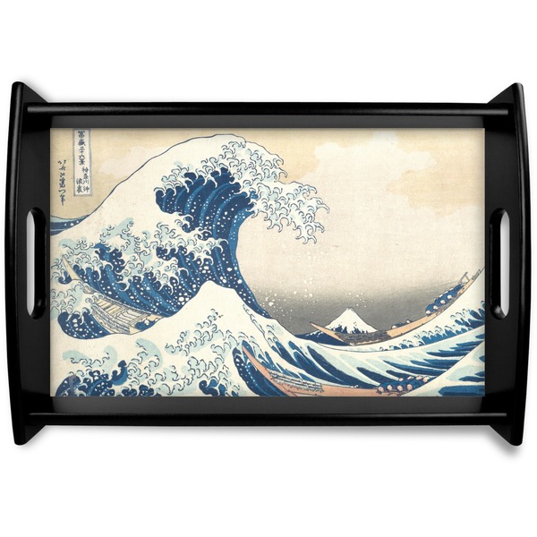 Custom Great Wave off Kanagawa Black Wooden Tray - Small