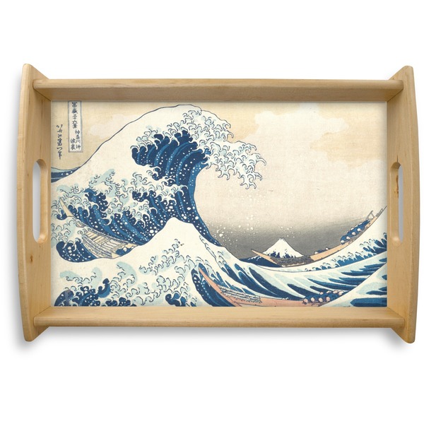 Custom Great Wave off Kanagawa Natural Wooden Tray - Small