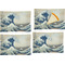 Great Wave off Kanagawa Set of 4 Glass Rectangular Appetizer / Dessert Plate