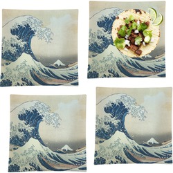 Great Wave off Kanagawa Set of 4 Glass Square Lunch / Dinner Plate 9.5"