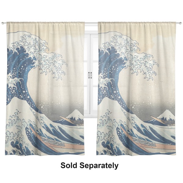 Great Wave off Kanagawa Sheer Curtains Double