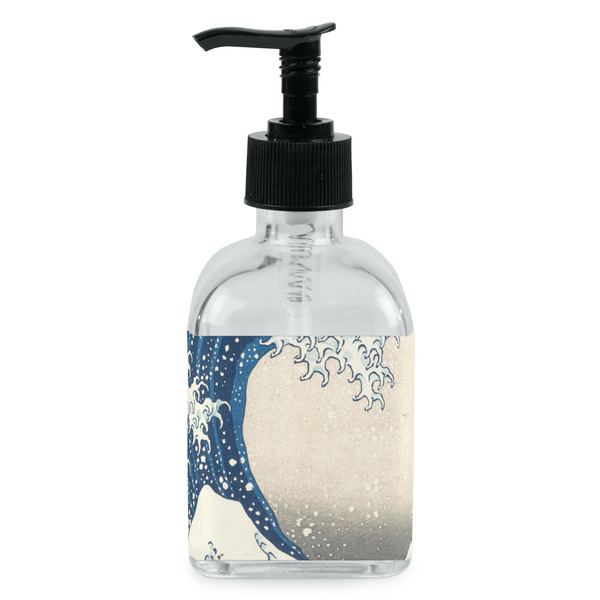 Custom Great Wave off Kanagawa Glass Soap & Lotion Bottle - Single Bottle