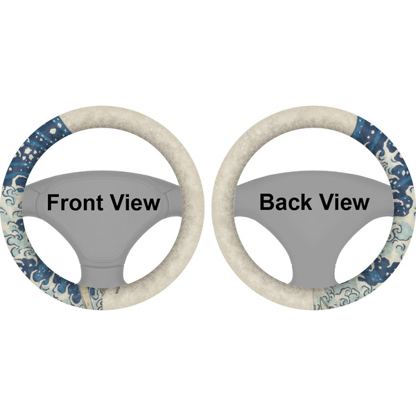 Great Wave off Kanagawa Steering Wheel Cover- Front and Back