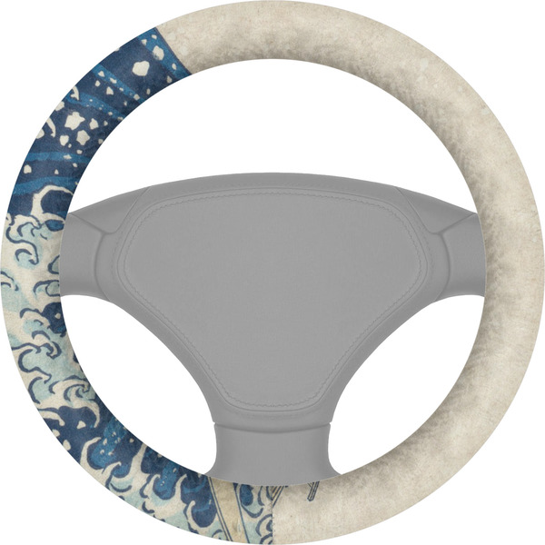 Custom Great Wave off Kanagawa Steering Wheel Cover