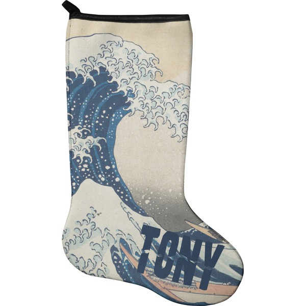 Custom Great Wave off Kanagawa Holiday Stocking - Neoprene