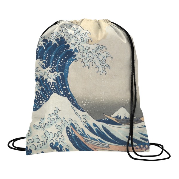 Custom Great Wave off Kanagawa Drawstring Backpack - Medium