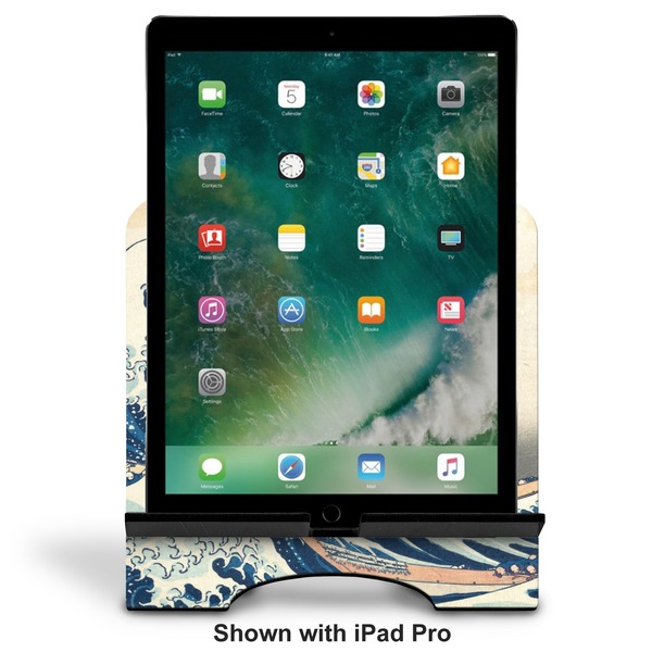 Great Wave off Kanagawa Stylized Tablet Stand - Front with ipad