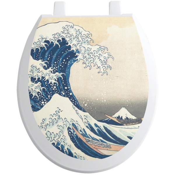Custom Great Wave off Kanagawa Toilet Seat Decal - Round