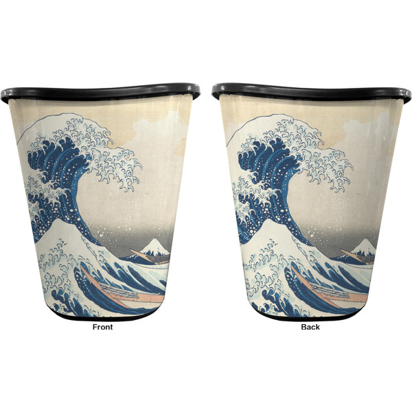 Great Wave off Kanagawa Trash Can Black - Front and Back - Apvl