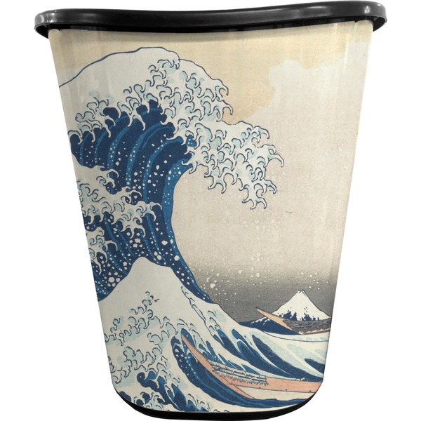 Custom Great Wave off Kanagawa Waste Basket - Double Sided (Black)