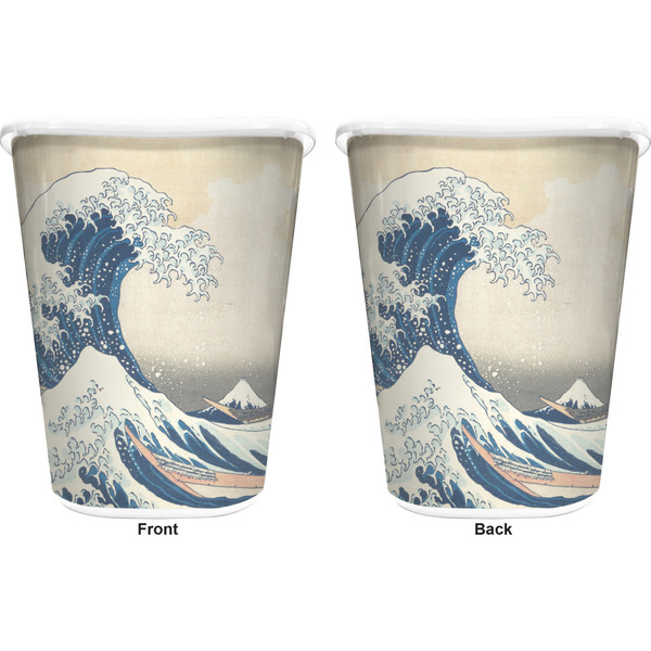 Great Wave off Kanagawa Trash Can White - Front and Back - Apvl