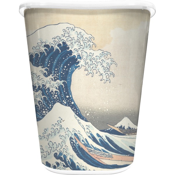 Custom Great Wave off Kanagawa Waste Basket - Single Sided (White)