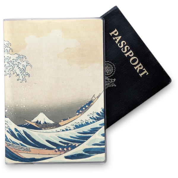 Custom Great Wave off Kanagawa Vinyl Passport Holder
