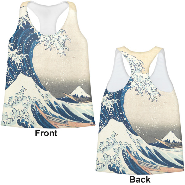 Great Wave off Kanagawa Womens Racerback Tank Tops - Medium - Front and Back