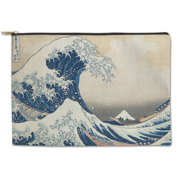 Custom Great Wave off Kanagawa Zipper Pouch - Large - 12.5"x8.5"