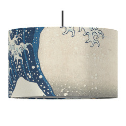 Great Wave off Kanagawa 12" Drum Pendant Lamp - Fabric