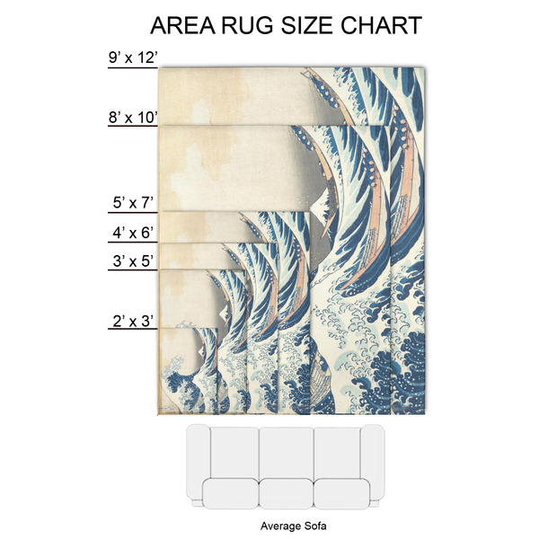 Great Wave off Kanagawa 2'x3' Indoor Area Rugs - Size Chart
