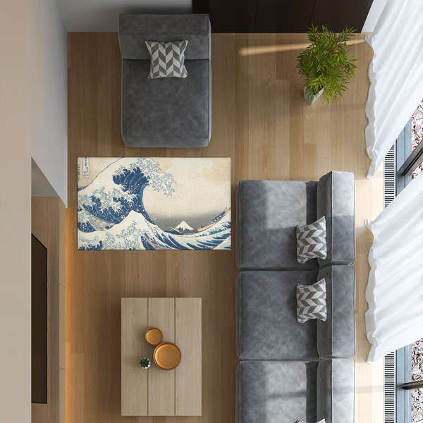 Great Wave off Kanagawa 3'x5' Indoor Area Rugs - IN CONTEXT