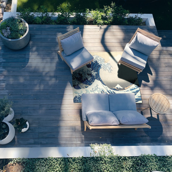 Great Wave off Kanagawa 5'x7' Patio Rug - In context