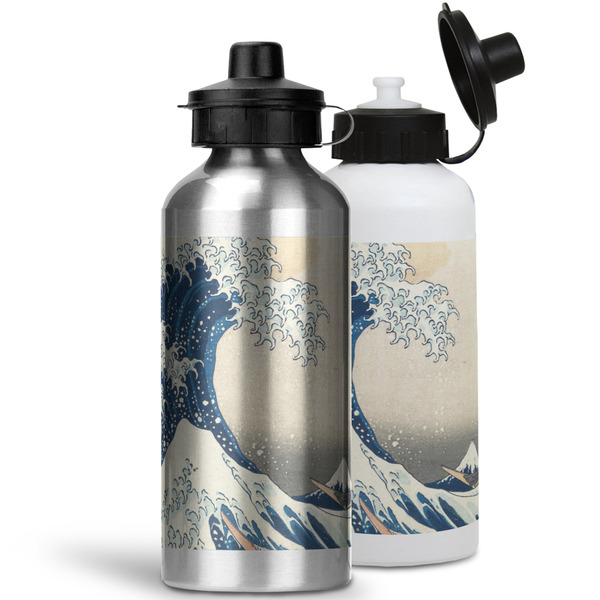 Great Wave off Kanagawa Aluminum Water Bottles - MAIN (white &silver)