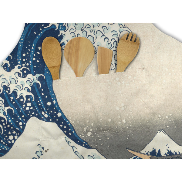 Great Wave off Kanagawa Apron - Pocket Detail with Props