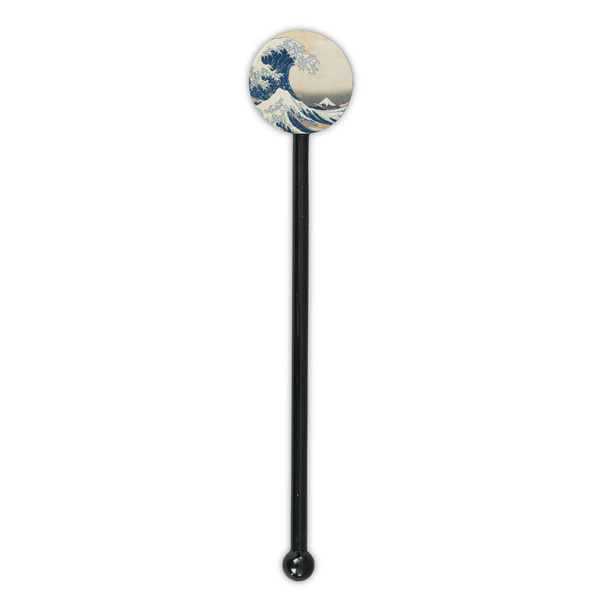 Great Wave off Kanagawa Black Plastic 5.5" Stir Stick - Round - Single Stick