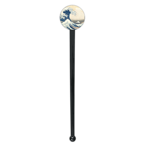 Great Wave off Kanagawa Black Plastic 7" Stir Stick - Round - Single Stick