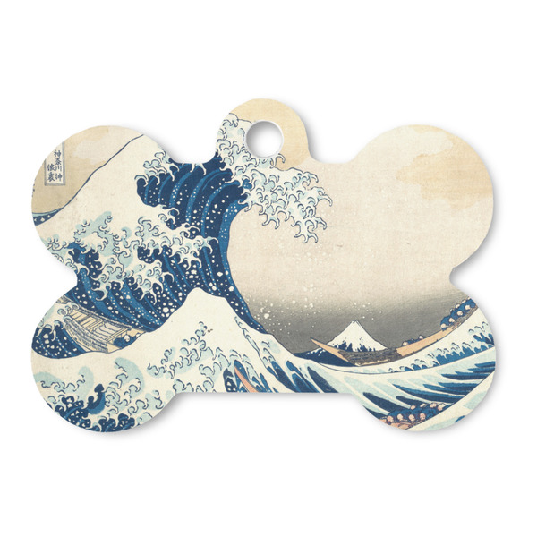 Custom Great Wave off Kanagawa Bone Shaped Dog ID Tag