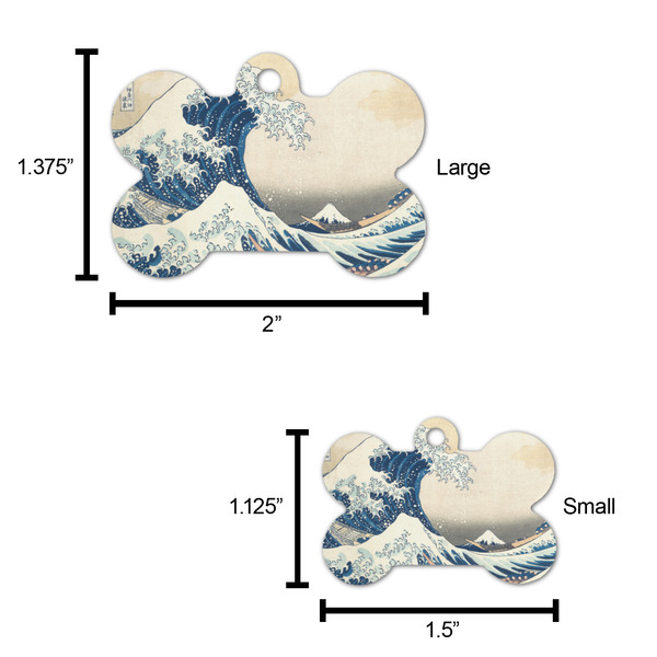 Great Wave off Kanagawa Bone Shaped Dog ID Tag - Large - Scale