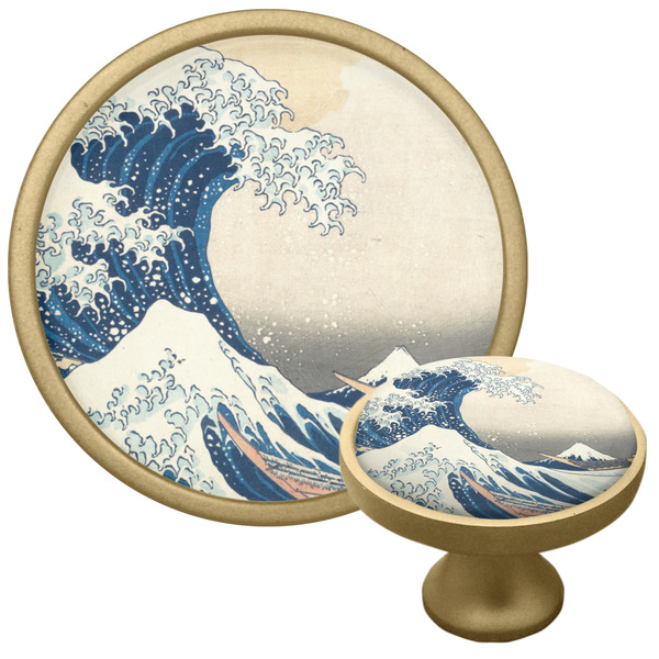 Custom Great Wave off Kanagawa Cabinet Knob - Gold