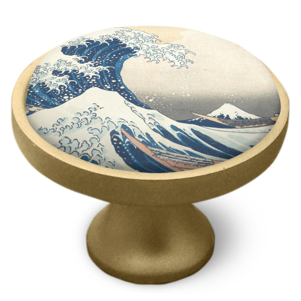 Great Wave off Kanagawa Cabinet Knob - Gold - Side