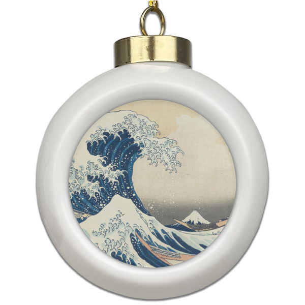 Custom Great Wave off Kanagawa Ceramic Ball Ornament