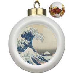 Great Wave off Kanagawa Ceramic Ball Ornaments - Poinsettia Garland