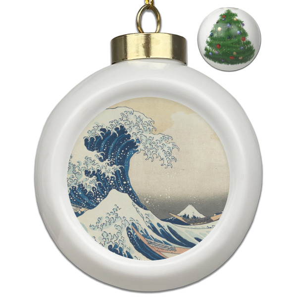 Custom Great Wave off Kanagawa Ceramic Ball Ornament - Christmas Tree