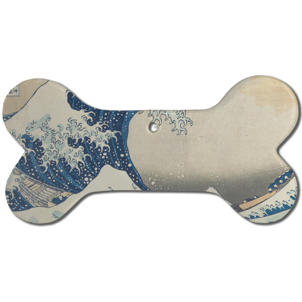 Custom Great Wave off Kanagawa Ceramic Dog Ornament - Front