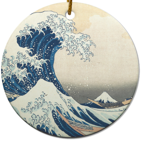 Custom Great Wave off Kanagawa Round Ceramic Ornament