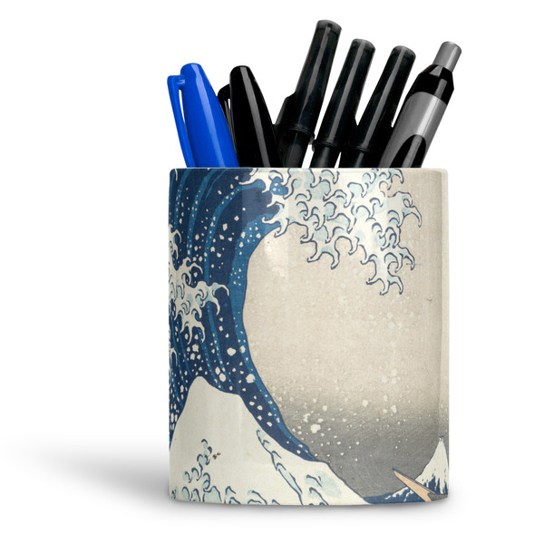 Custom Great Wave off Kanagawa Ceramic Pen Holder